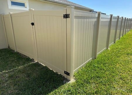 Tan vinyl top quality fence 